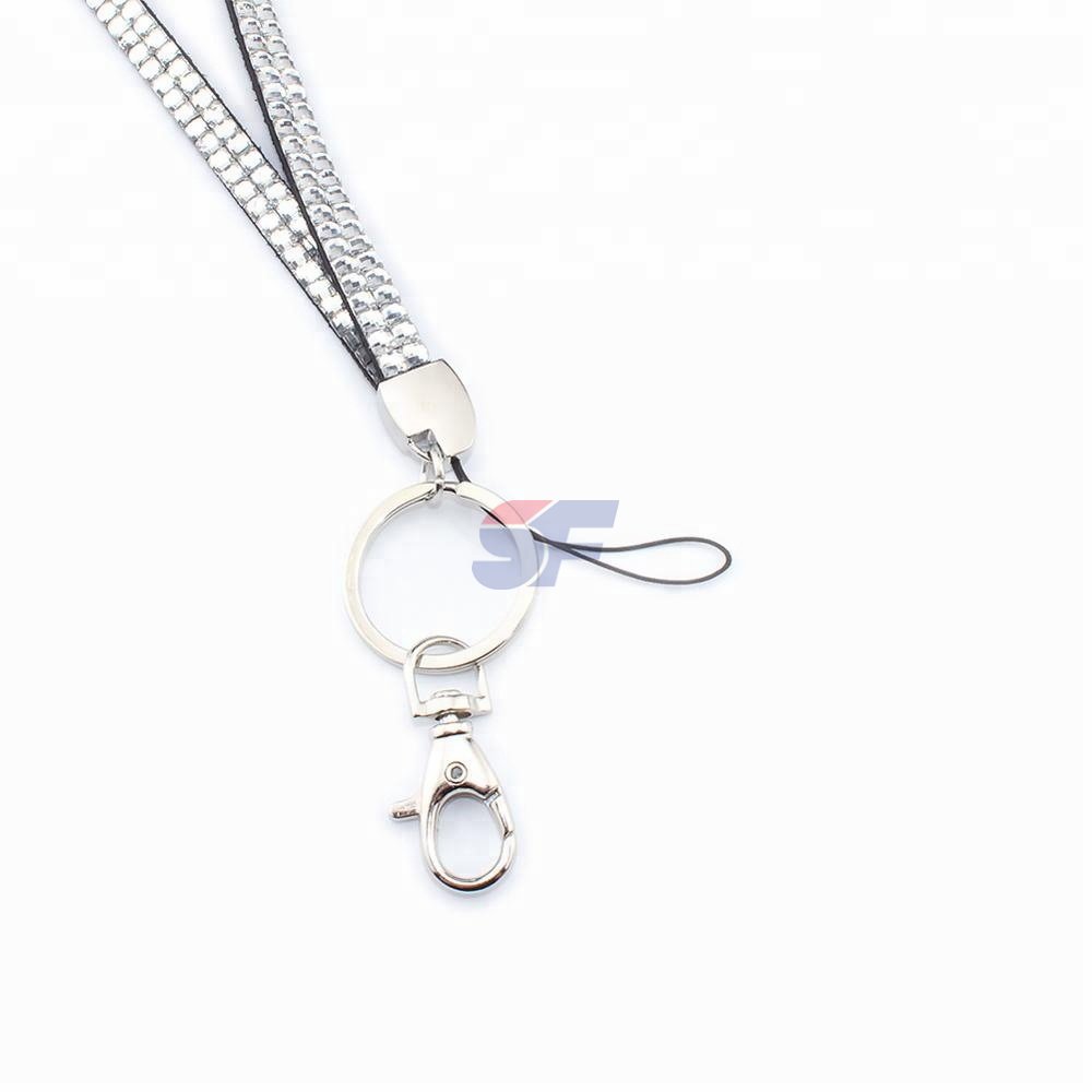 Rhinestone Crystal Bling Lanyard with Key Chain and Lobster Clip for ID Badge Holder