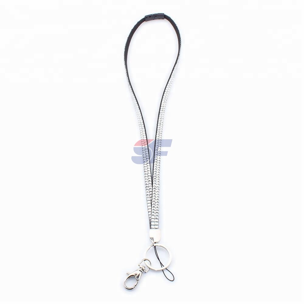 Rhinestone Crystal Bling Lanyard with Key Chain and Lobster Clip for ID Badge Holder