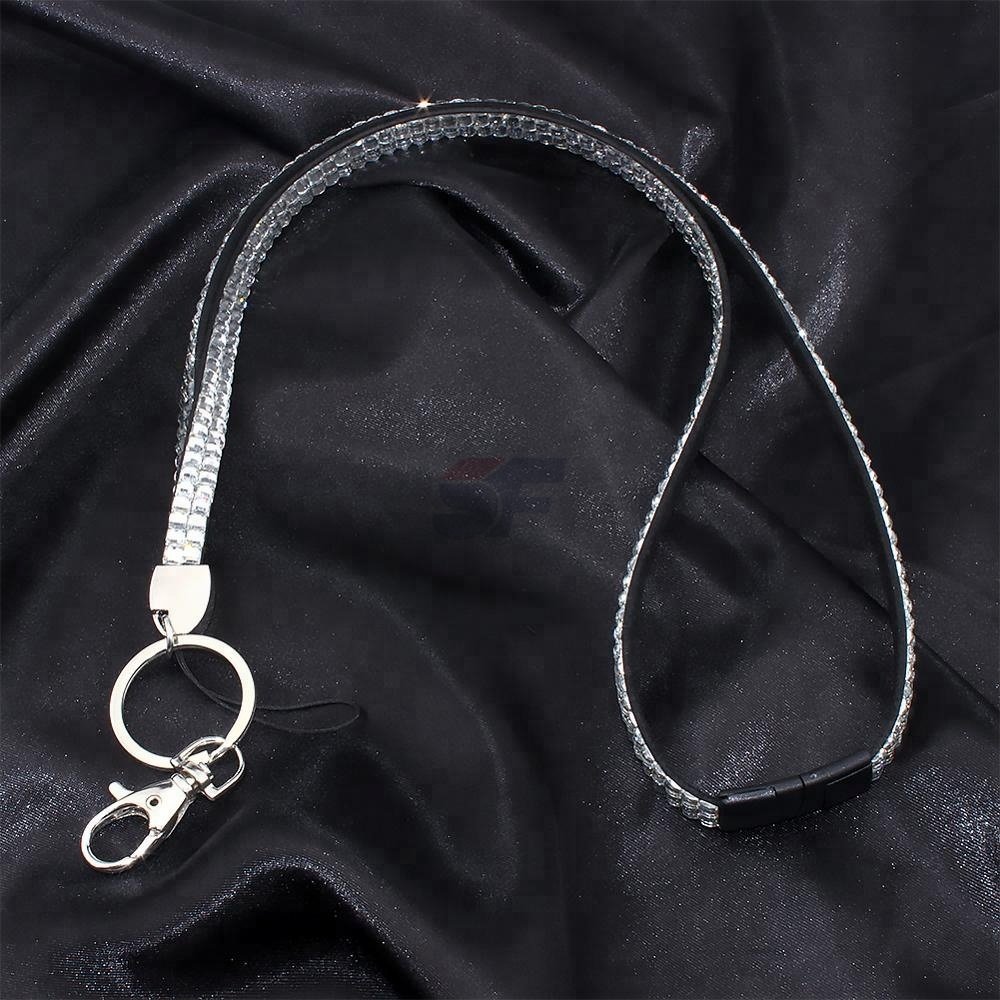 Rhinestone Crystal Bling Lanyard with Key Chain and Lobster Clip for ID Badge Holder