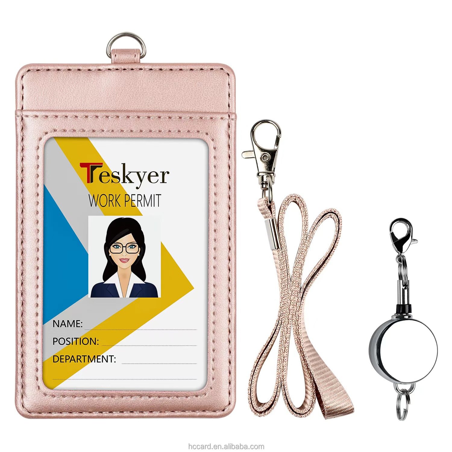 Hot sales Factory Direct Custom Leather Credit Card Holder Business Lanyard Zipper ID Card Holder Badge Holders
