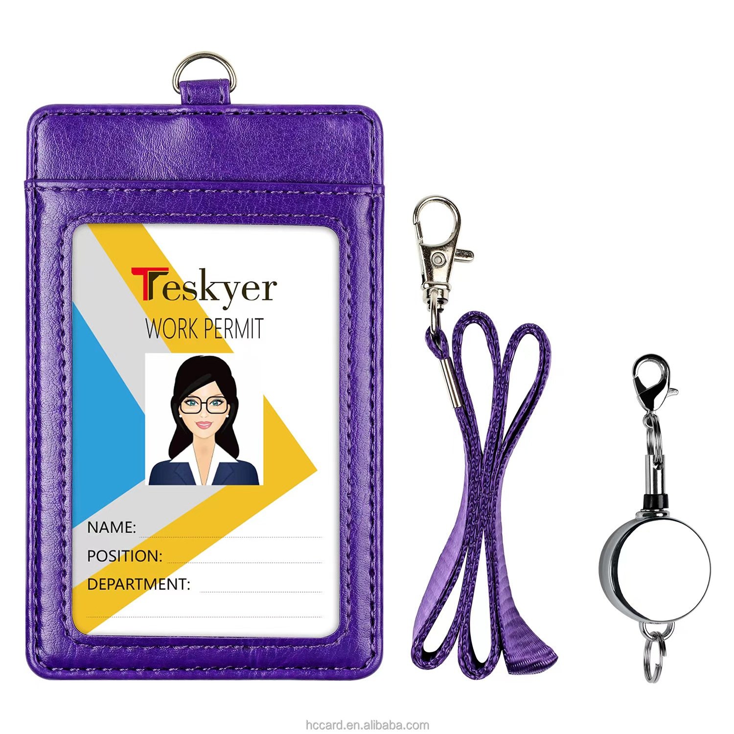 Hot sales Factory Direct Custom Leather Credit Card Holder Business Lanyard Zipper ID Card Holder Badge Holders