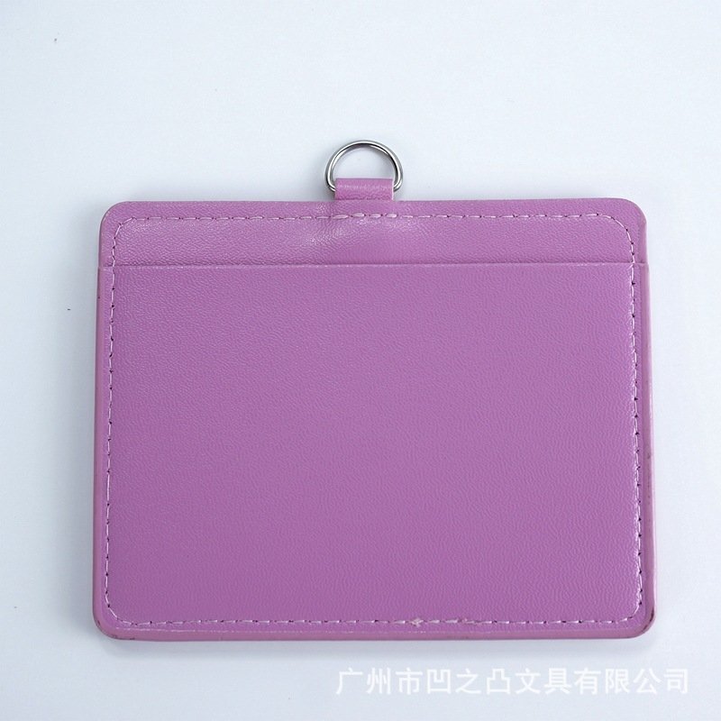 Leather badge holder id card holder with snap closure Polyester Lanyard large capacity secure badge holder