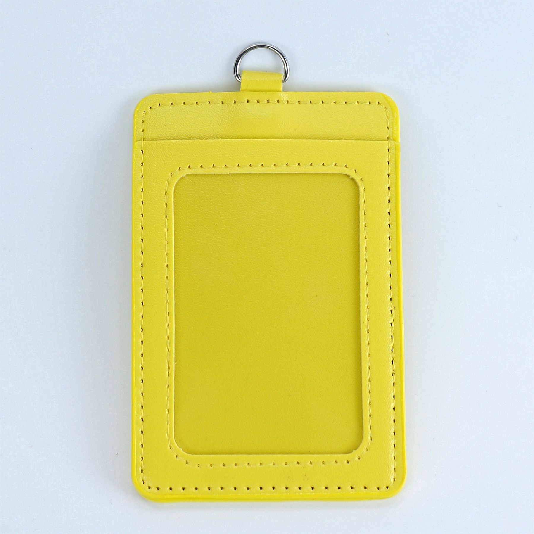 Leather badge holder id card holder with snap closure Polyester Lanyard large capacity secure badge holder