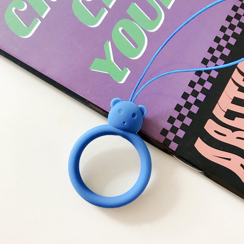 Bear silicone ring lanyard cartoon cute silicone pendant keychain mobile phone lanyard trendy silicone lanyard