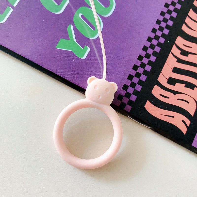 Bear silicone ring lanyard cartoon cute silicone pendant keychain mobile phone lanyard trendy silicone lanyard