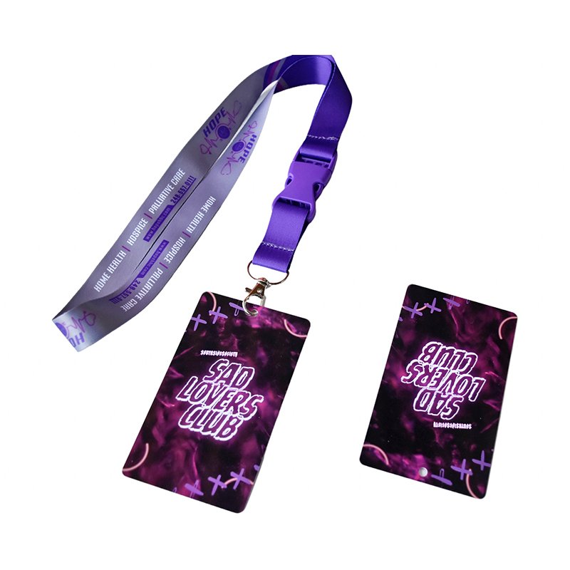 High quality business event staff Backstage passes PVC name badge with custom logo woven nylon lanyard card