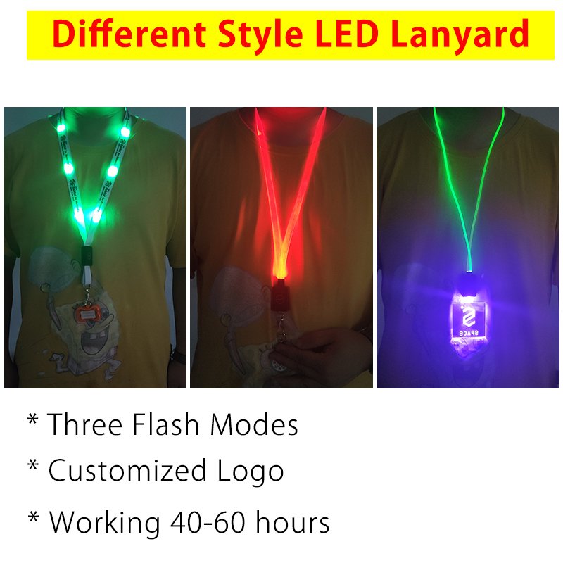 Ismart ID Badge Holder Light Up Lanyard Name Card Holder Lanyard Neck LED Lanyard with Key Ring