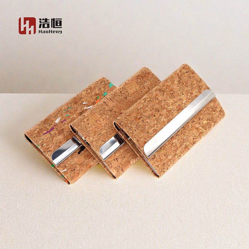 ID Badge Card Holder Business Cards Holder Wholesale Cards Holder Wallet Stainless Steel Eco-friendly Cork Pu Leather