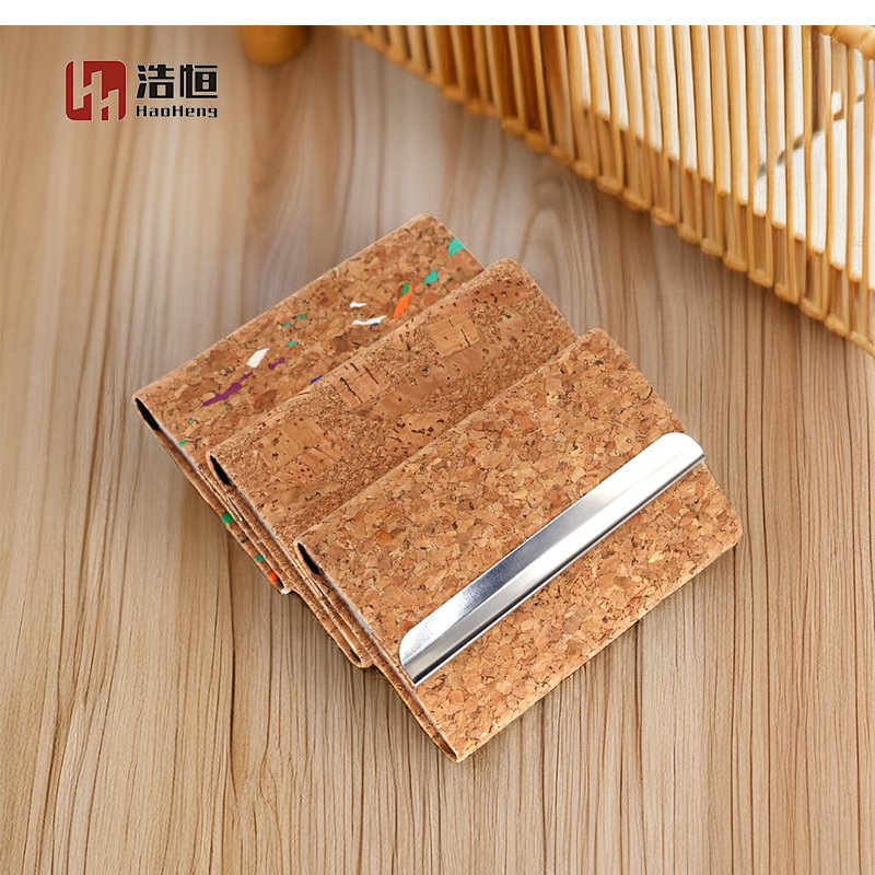 ID Badge Card Holder Business Cards Holder Wholesale Cards Holder Wallet Stainless Steel Eco-friendly Cork Pu Leather