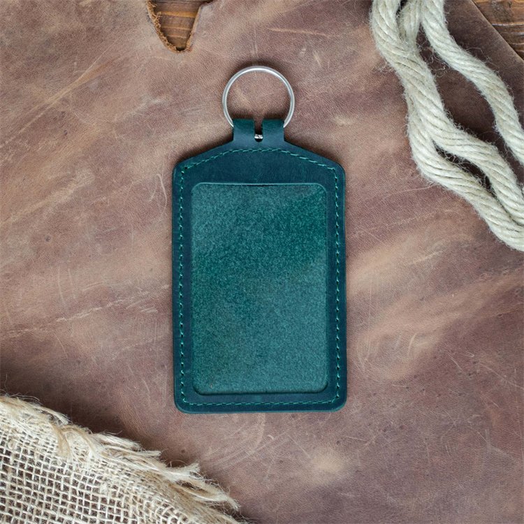 Hot sale Japanese style pebble leather business credit ID card holder flat card pocket with lanyard