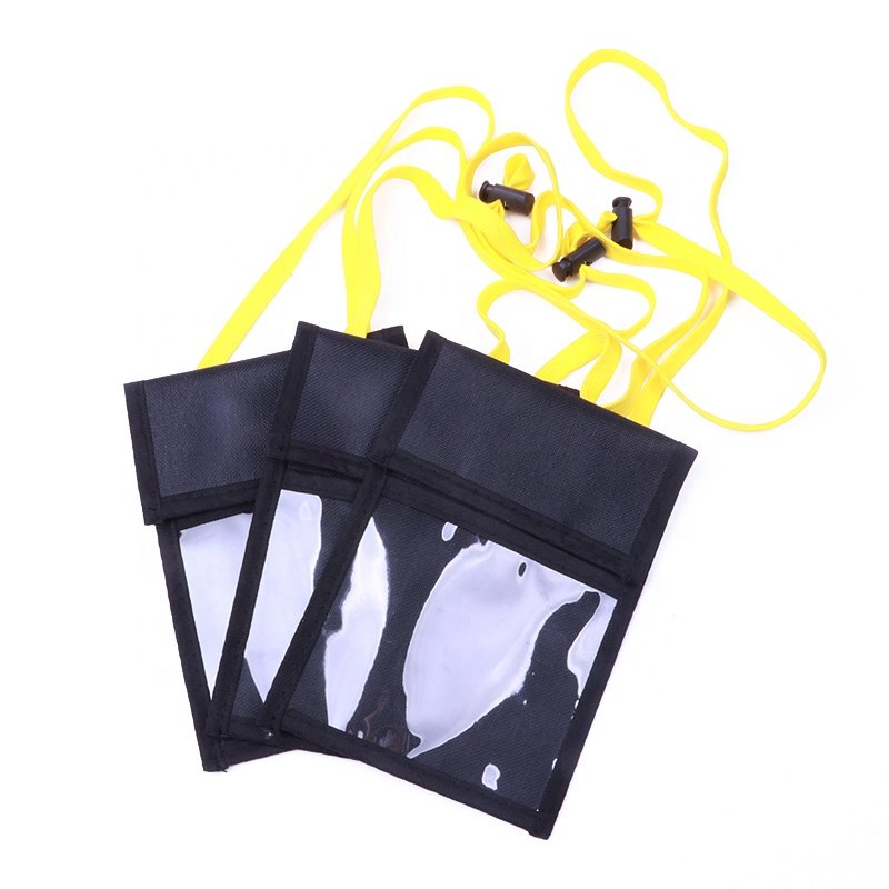 Unionpromo Custom Vintage Style Nylon Neck Wallet ID Holder Bag Trade Show Fashionable Business Card Holder Plastic Canvas