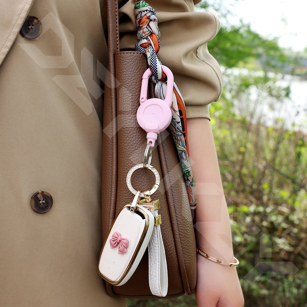 High Rebound Easy-Pull Retractable Keychain with Elastic Drawstring and Long Cord Anti-Lost Badge Holder & Accessory