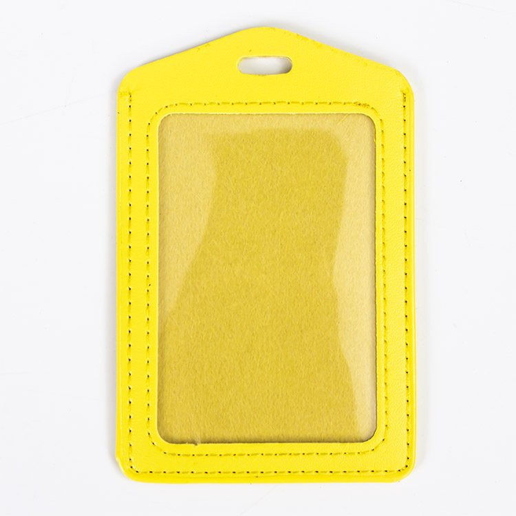 Vertical PU Leather ID Card Name Badge Holder school id card holder