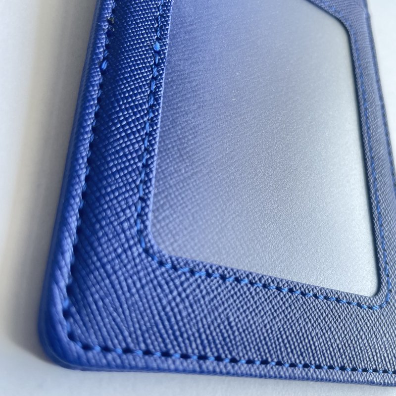 Custom LOGO embossed Premium Durable PU Leather ID Badge plastic id Card Holder badge With Double Stitches Neck Straps Lanyards