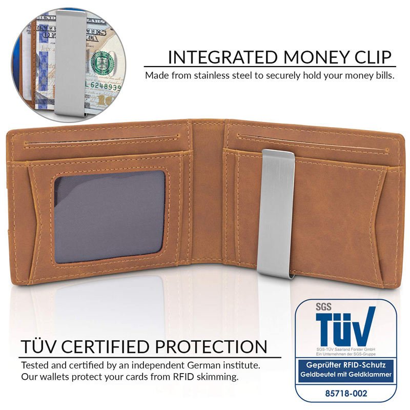 Custom Design Desk Top Slim Leather Parking ID Badge Wallet Card Holder For Men