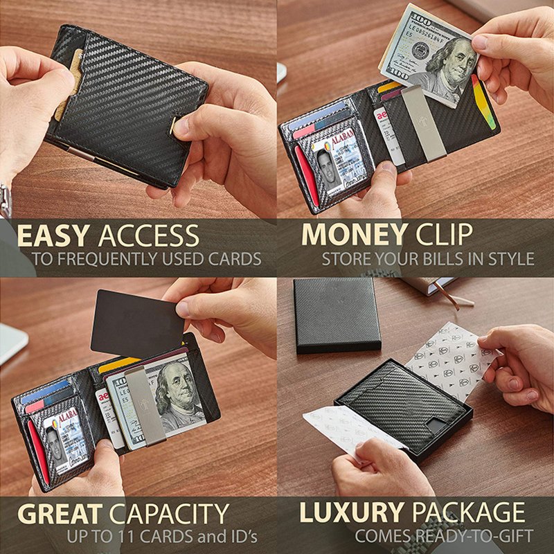 Custom Design Desk Top Slim Leather Parking ID Badge Wallet Card Holder For Men