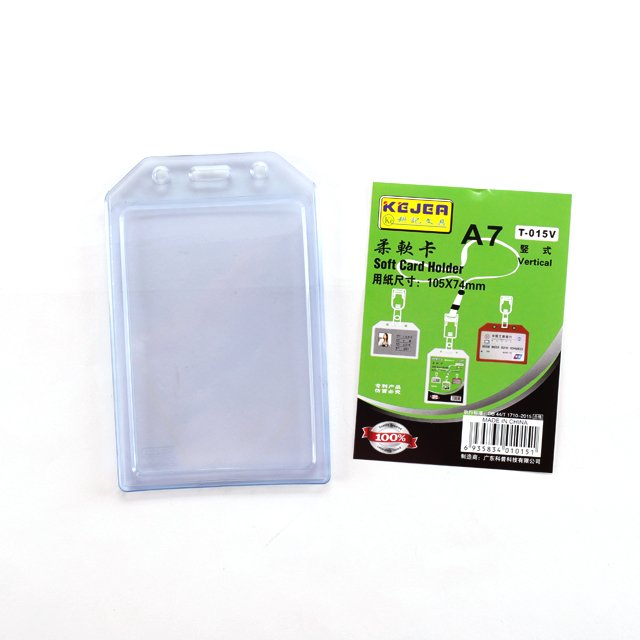 KEJEA T-015V A7 Vertical Soft PVC Silicone Office Work Name Badge Holder Soft Silicone Card Holder
