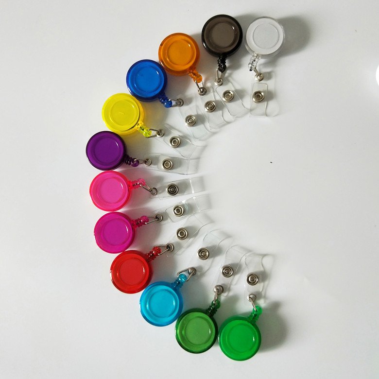 ABS Material ID Card Badge Holder with Retractable Lanyard round Office School Supplies Reels with Clip Name Reel Badge Holder