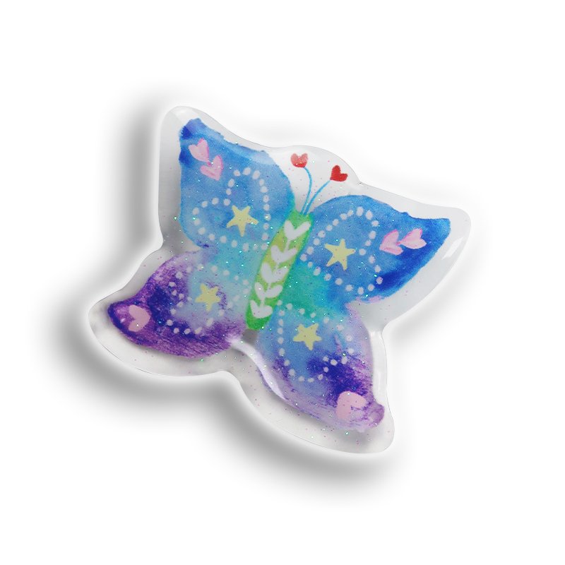 Customize personalized cute clear holographic laser cut acrylic epoxy pin badges holder custom acrylic brooch pin