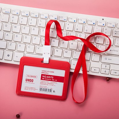Uhoo Eco-friendly pp plastic double transparent ID card holder office work Badge Holder