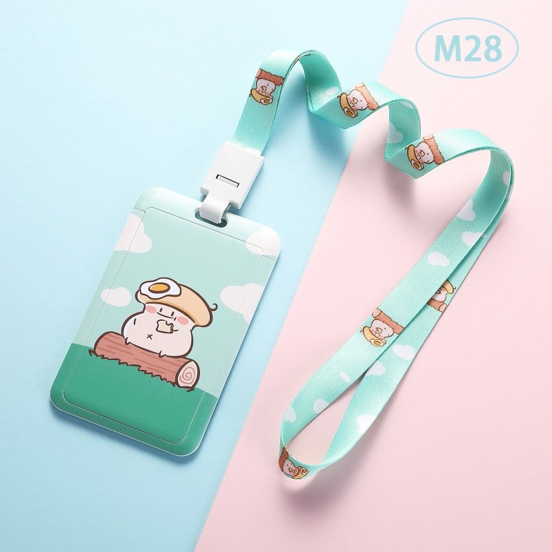 Custom School Student Cartoon Plastic Abs Card Holders Lanyard With Id Card Badge Holder