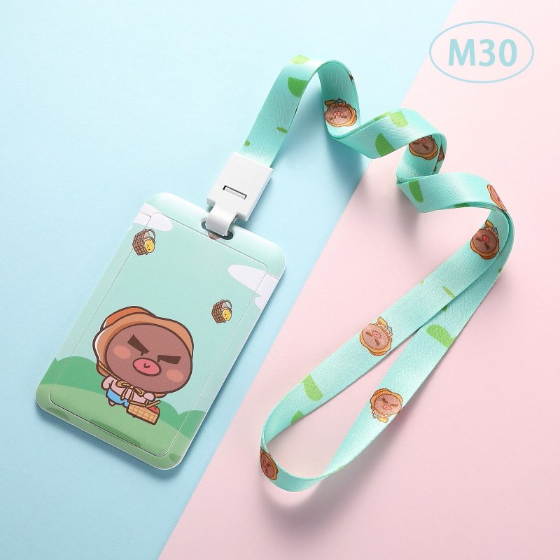 Custom School Student Cartoon Plastic Abs Card Holders Lanyard With Id Card Badge Holder