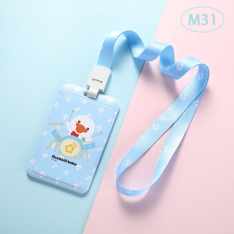 Custom School Student Cartoon Plastic Abs Card Holders Lanyard With Id Card Badge Holder