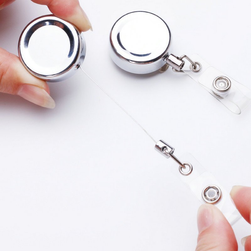 32mm Silver Color Metal Retractable Badge Reel ID Name Card Alligator Buckle Clip Badge Holder