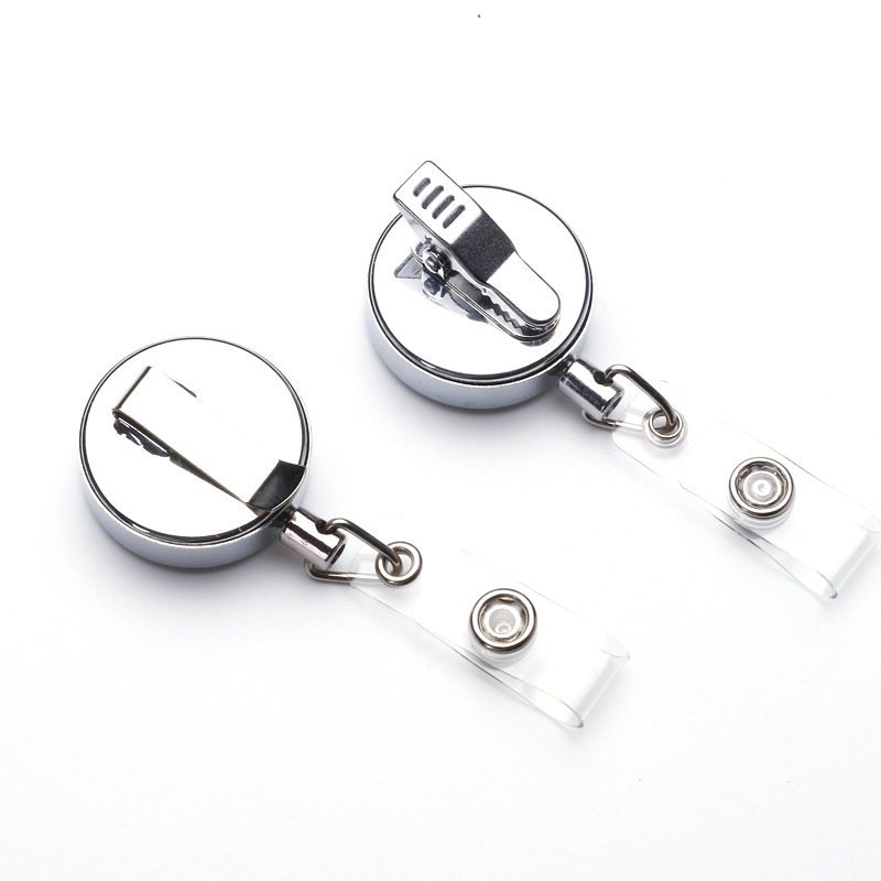 32mm Silver Color Metal Retractable Badge Reel ID Name Card Alligator Buckle Clip Badge Holder
