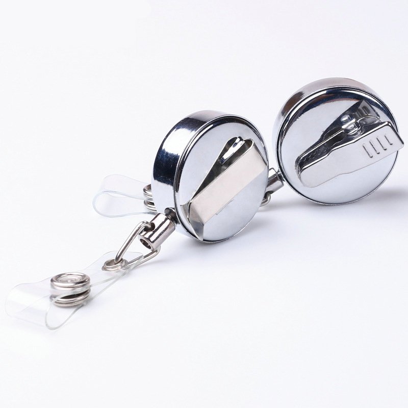 32mm Silver Color Metal Retractable Badge Reel ID Name Card Alligator Buckle Clip Badge Holder