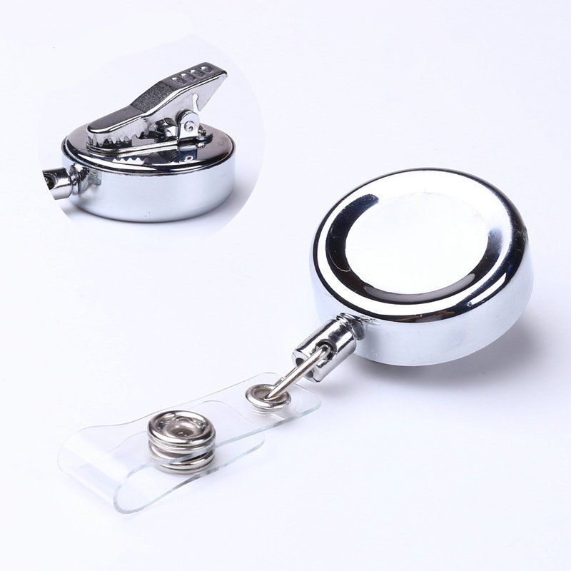 32mm Silver Color Metal Retractable Badge Reel ID Name Card Alligator Buckle Clip Badge Holder