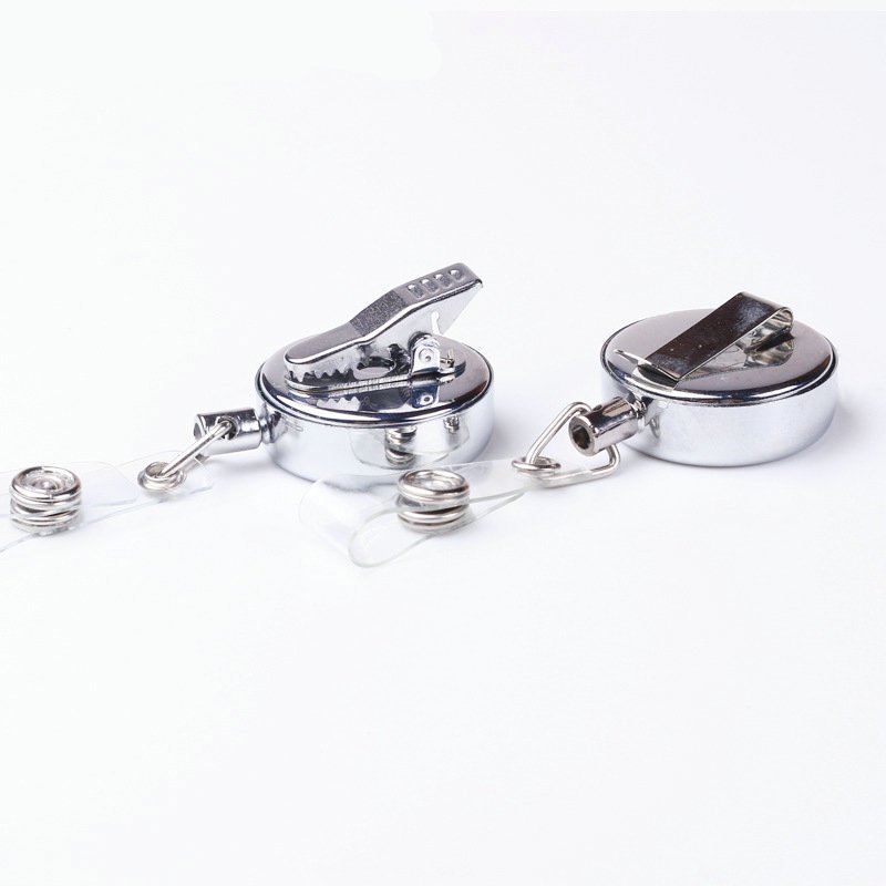 32mm Silver Color Metal Retractable Badge Reel ID Name Card Alligator Buckle Clip Badge Holder