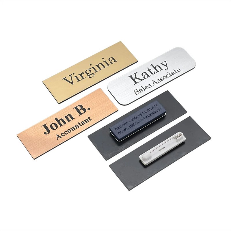Custom Plate Stainless Steel Blank Metal Sublimation Magnet Name Button Badge Engrave Employee Magnetic Name Badge Holders