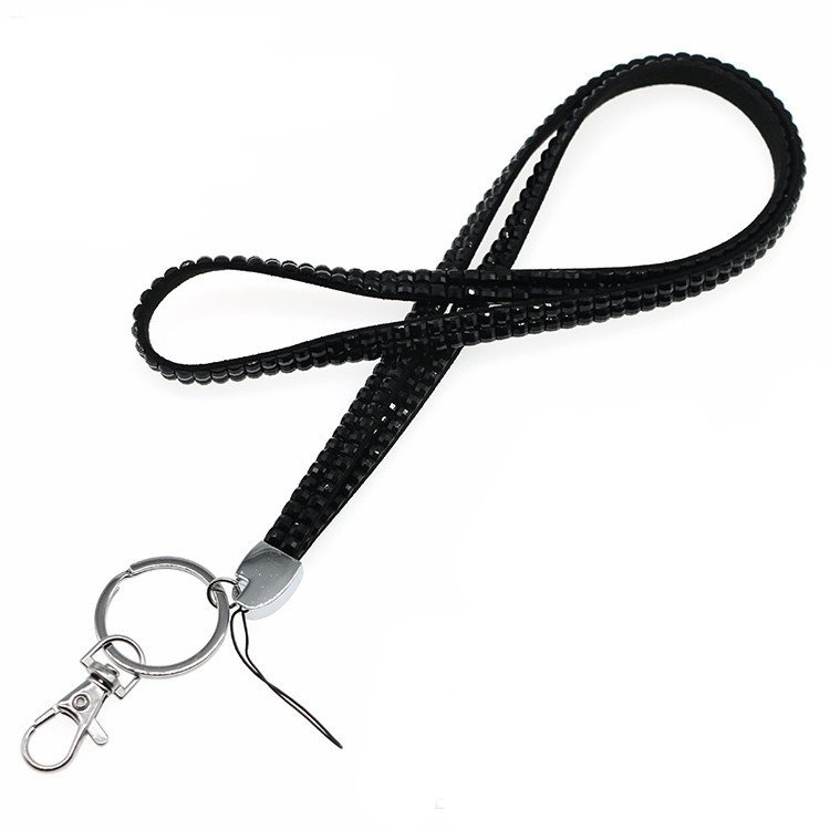 Custom Fashion Rhinestone Crystal Bling Neck Lanyard Colorful Glitter Bling Rainbow Rhinestone Neck Strap Lanyard