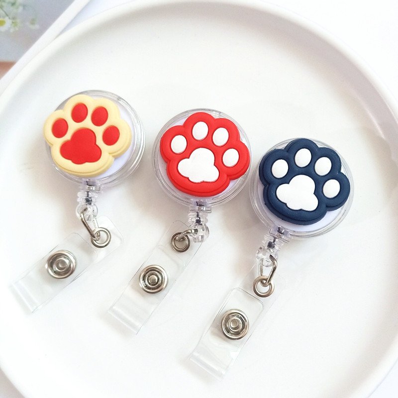 Wholesale Badge Buckle Transparent Soft Footprint Cartoon Telescopic Easy Pull Buckle Lanyard Work Id Clip Customized Brooch Pin