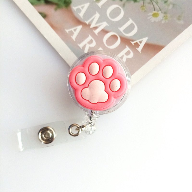 Wholesale Badge Buckle Transparent Soft Footprint Cartoon Telescopic Easy Pull Buckle Lanyard Work Id Clip Customized Brooch Pin