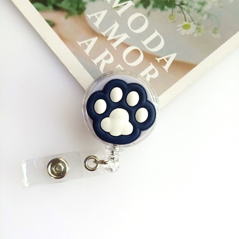 Wholesale Badge Buckle Transparent Soft Footprint Cartoon Telescopic Easy Pull Buckle Lanyard Work Id Clip Customized Brooch Pin