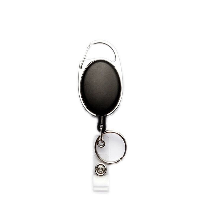 Retractable Carabiner Keychain Reel Ellipse Yoyo Badge Holder With Clip Custom Logo Promotion Gift