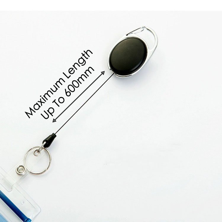 Retractable Carabiner Keychain Reel Ellipse Yoyo Badge Holder With Clip Custom Logo Promotion Gift