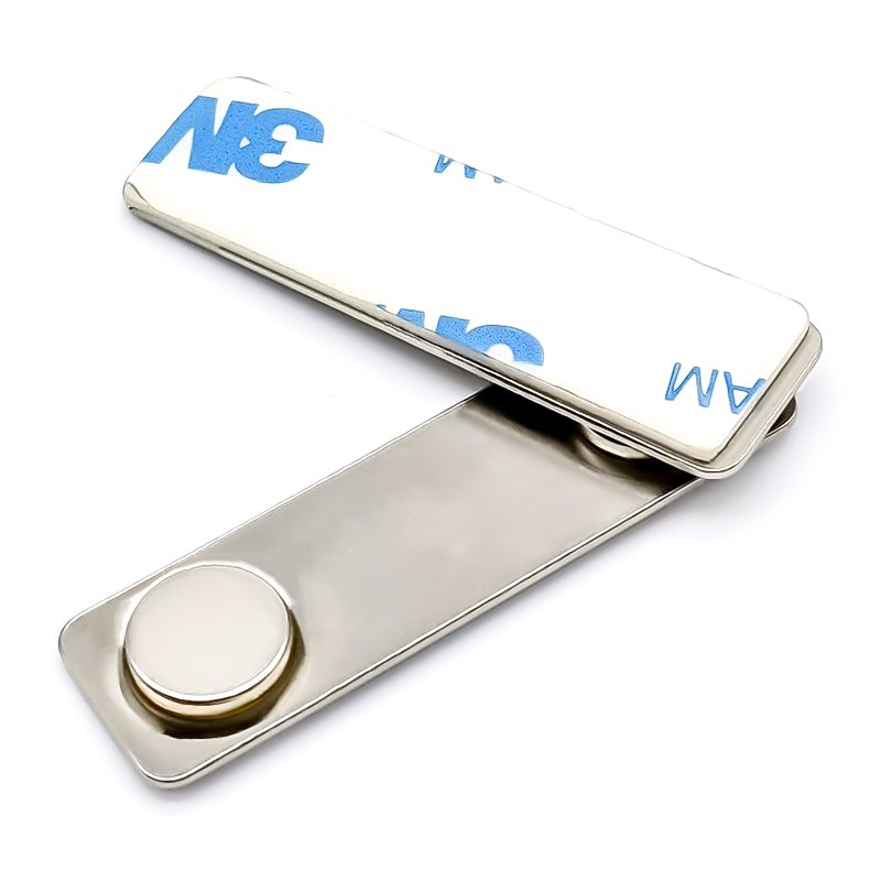 Custom Office ID Plate 3M Adhesive Reusable Steel Plate Rectangle Size 45*13mm Neodymium Magnetic Name Tag Badge Holder
