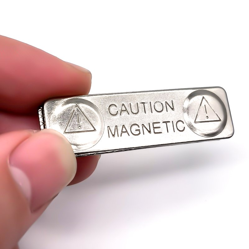 Custom Office ID Plate 3M Adhesive Reusable Steel Plate Rectangle Size 45*13mm Neodymium Magnetic Name Tag Badge Holder