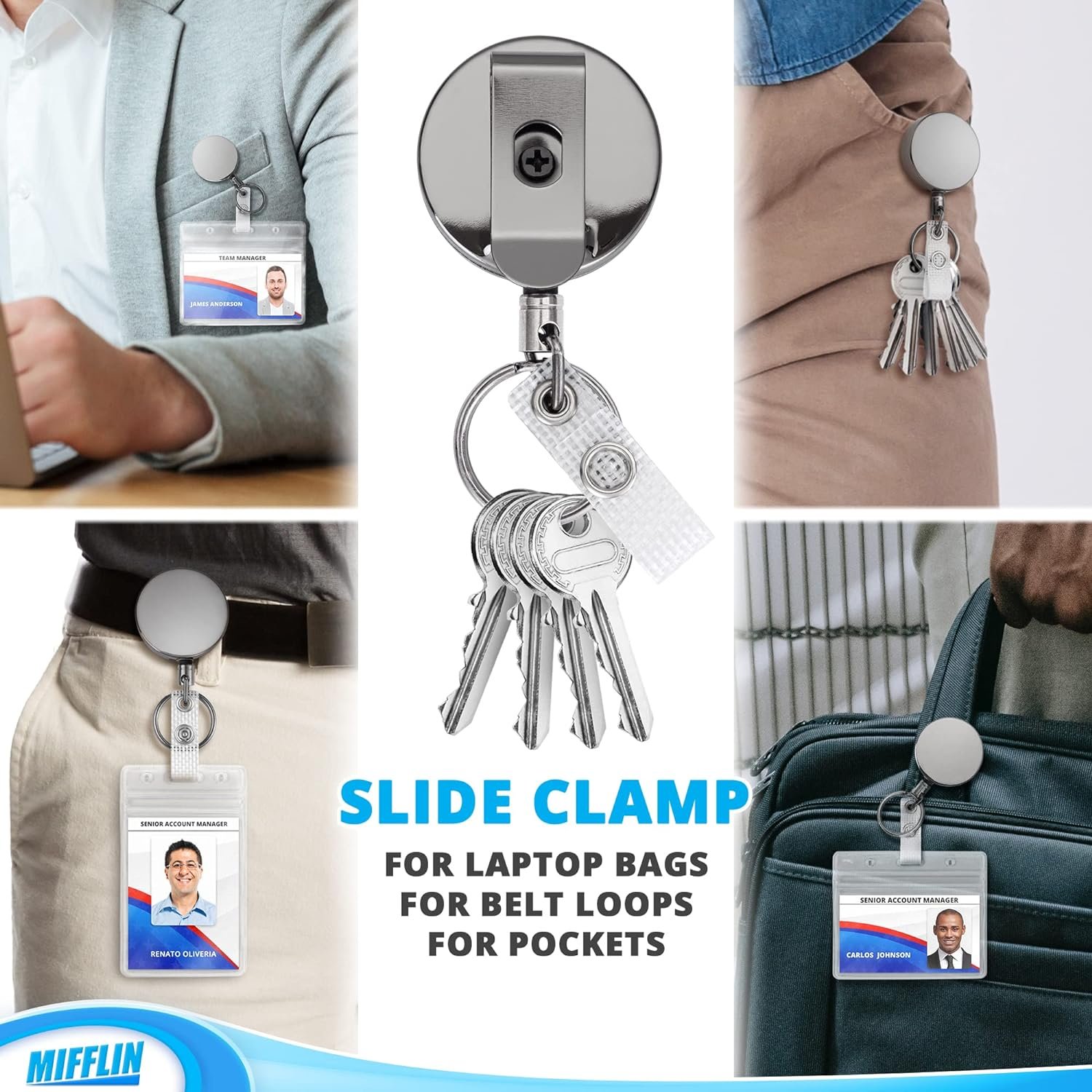 New Products Hook Badge Keychain Metal Pull Holder Retractable Man Car Key Ring