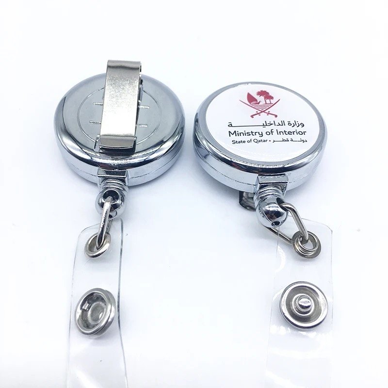 3.2CM Retractable Badge Holder Reel Metal Id Badge Holder With Belt Back Clip Key Ring For Name Card Keychain