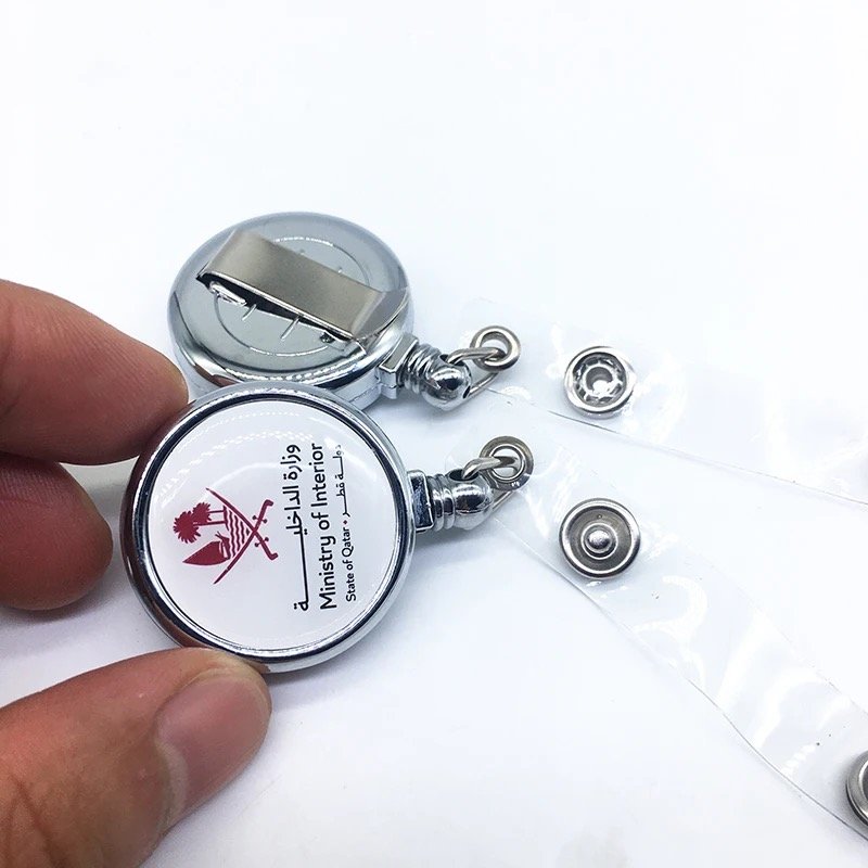 3.2CM Retractable Badge Holder Reel Metal Id Badge Holder With Belt Back Clip Key Ring For Name Card Keychain