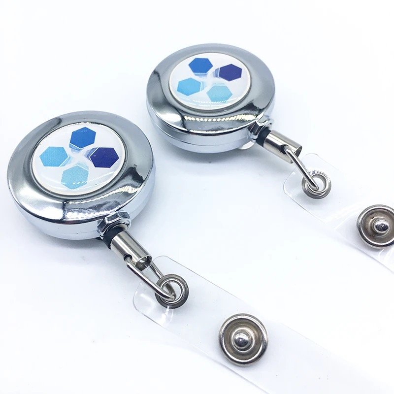 3.2CM Retractable Badge Holder Reel Metal Id Badge Holder With Belt Back Clip Key Ring For Name Card Keychain