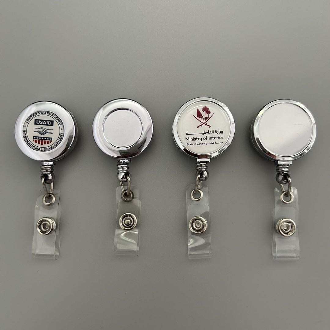3.2CM Retractable Badge Holder Reel Metal Id Badge Holder With Belt Back Clip Key Ring For Name Card Keychain