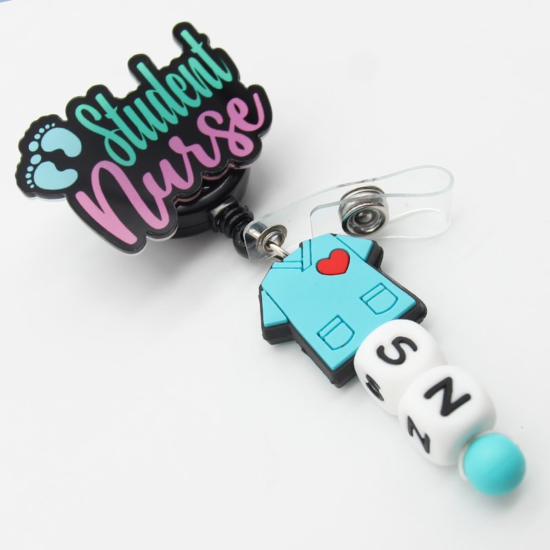 Customized Student Nurse Medical Badge reel With Rubber PVC beads Nurse Doctor SN RN CNA PVC badge Holder Nurse Accessories