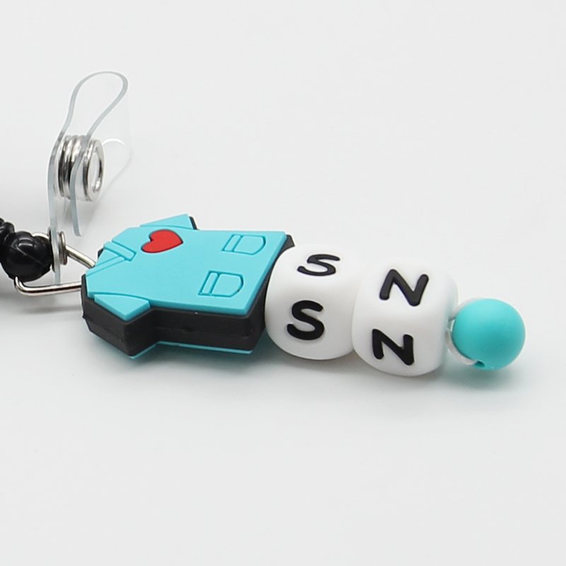 Customized Student Nurse Medical Badge reel With Rubber PVC beads Nurse Doctor SN RN CNA PVC badge Holder Nurse Accessories