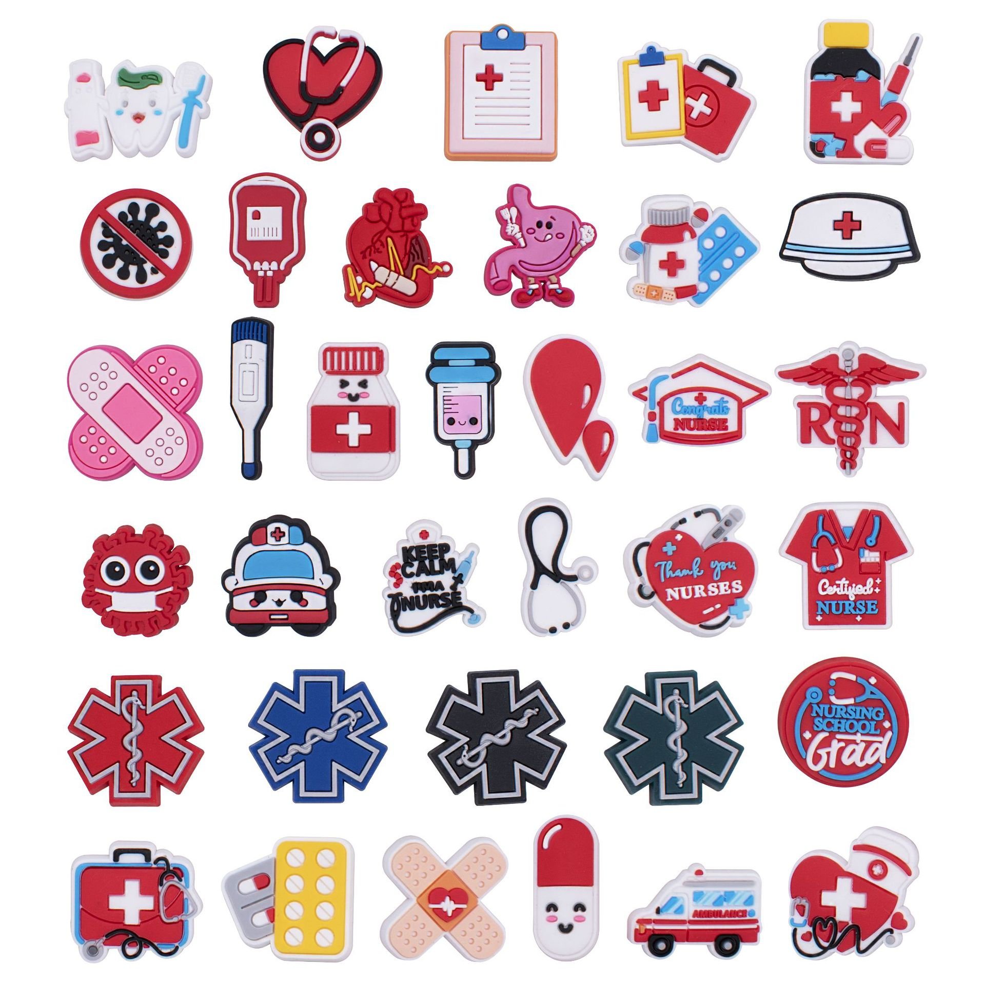 Customized Student Nurse Medical Badge reel With Rubber PVC beads Nurse Doctor SN RN CNA PVC badge Holder Nurse Accessories
