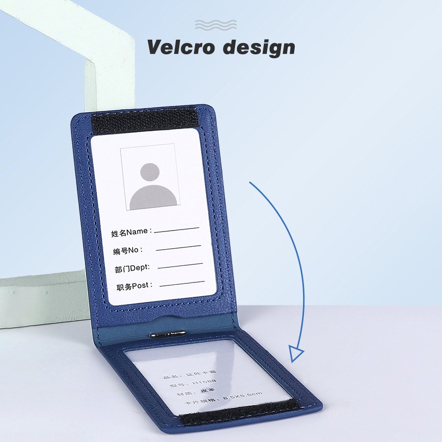 Separate Dual Card Slot Work ID Card Holder Folding ID Holder Employee ID Student School Bus Card Holder with Lanyard